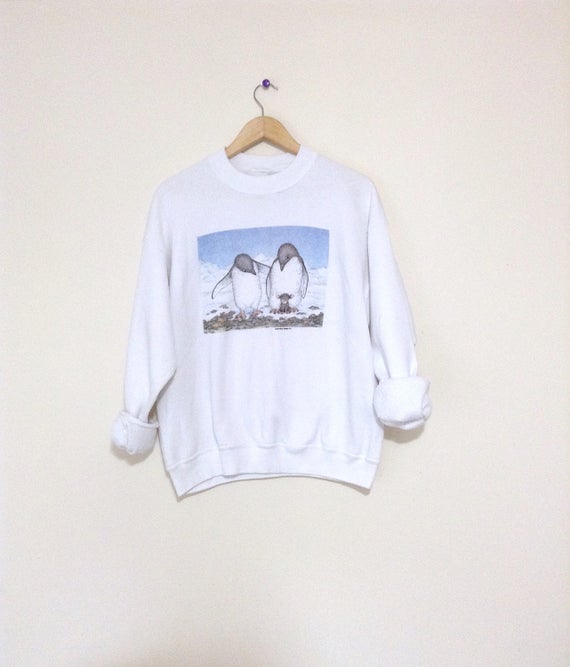 Penguin sweatshirt. White vintage soft and comfy … - image 1
