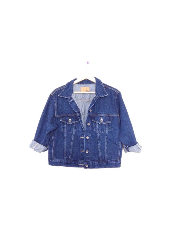 90's denim jacket. Dark wash blue jean jacket mad… - image 5