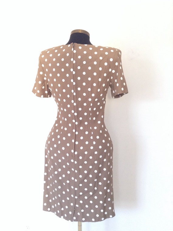 Vintage 80's brown polka dot dress. - image 5