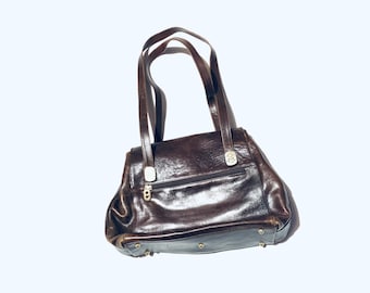 Vintage Marino Orlandi Brown Leather Handbag: Italian Designer Bag