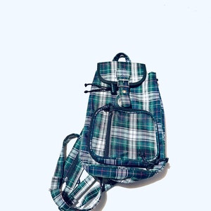 green plaid mini backpack Backer (Classic Plaid) Adjustable PU straps and a handy carry handle make it comfortable for daily use Mini Backpacker: Plaid Green –