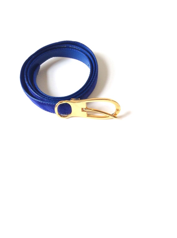 80’s skinny vintage  Korean belt. Cobalt blue and… - image 4