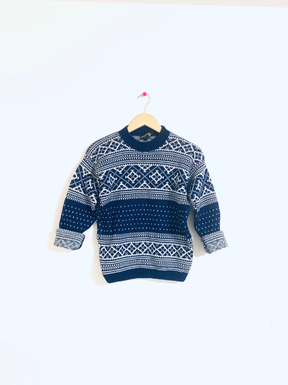 Blue Norway thick wool sweater. Nordic wool, prin… - image 1