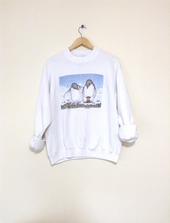 Penguin sweatshirt. White vintage soft and comfy … - image 2