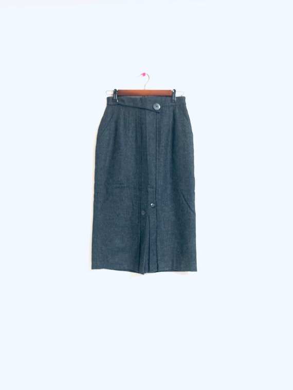 vintage grey wool skirt. long grey pencil skirt wi