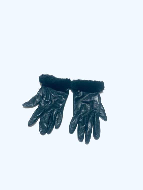 Black leather gloves. 100% Cashmere lined, soft l… - image 2