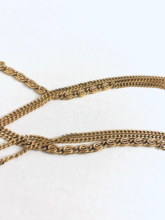 Monet gold tone  necklace . Vintage long multi ch… - image 3