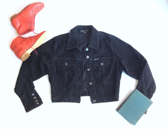 Black denim jacket hot sale guess