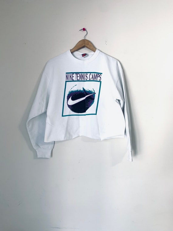 Vintage Grunge Nike cropped sweatshirt. Stained wh