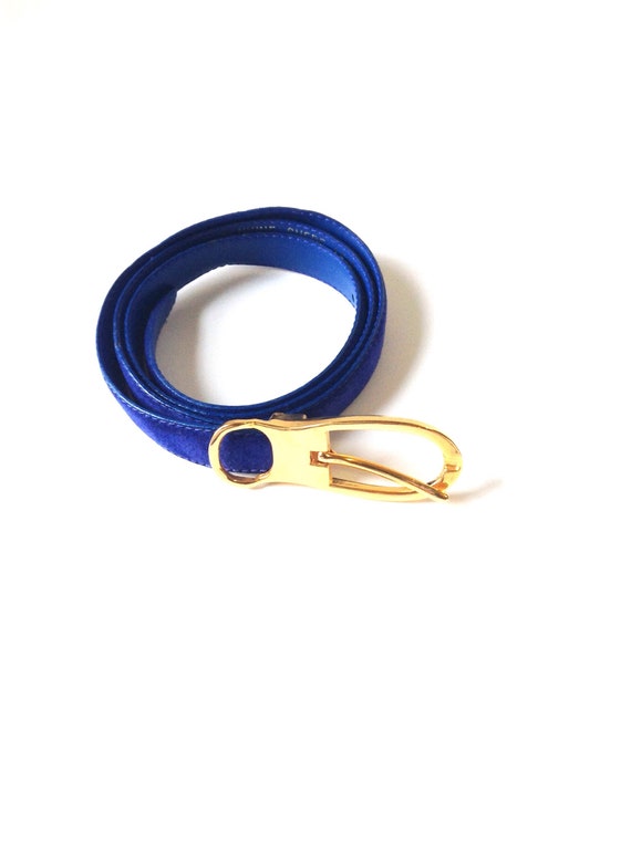 80’s skinny vintage  Korean belt. Cobalt blue and… - image 3