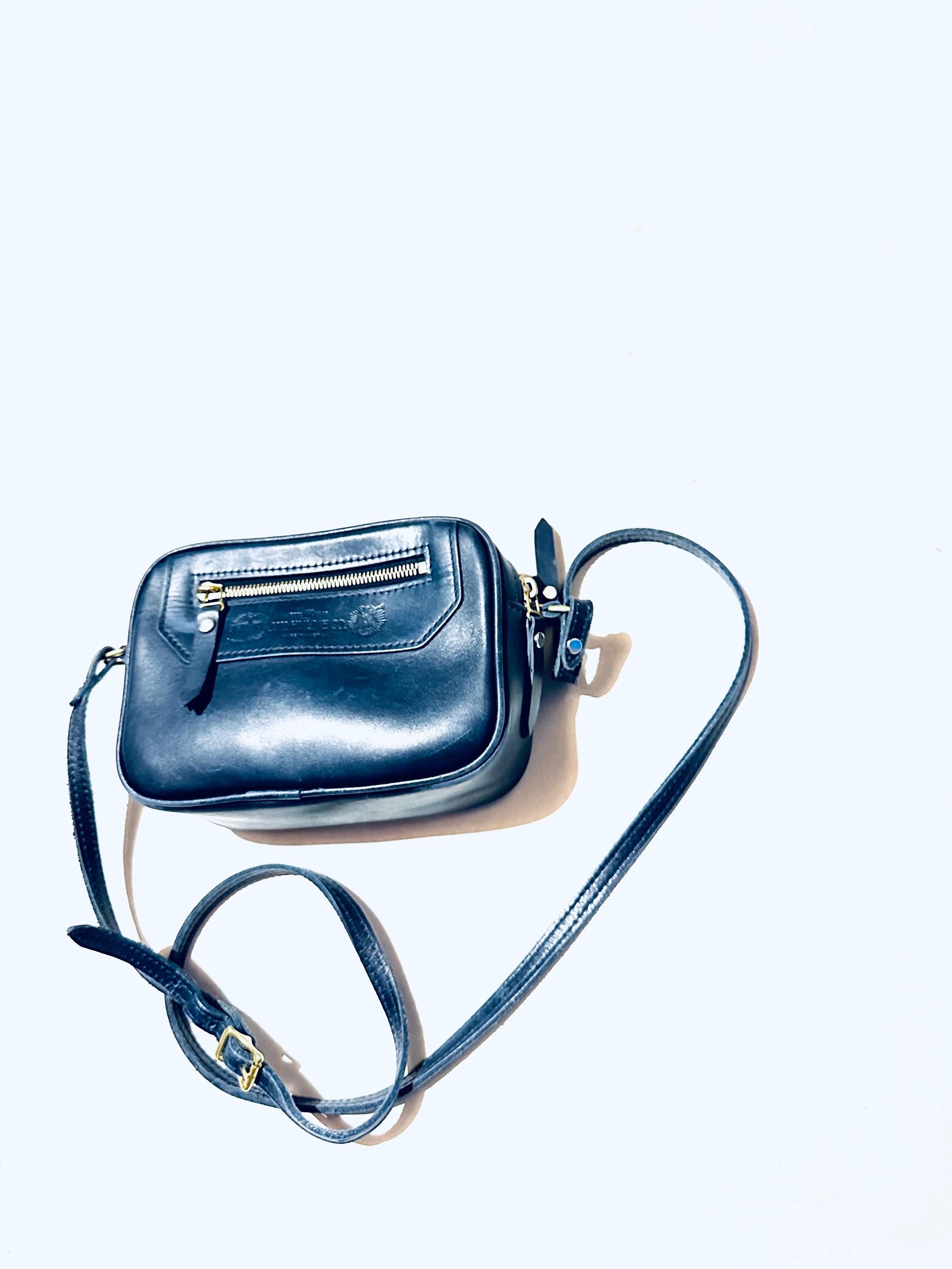 J W Hulme CO Navy Blue, Leather Crossbody 1980s Soft