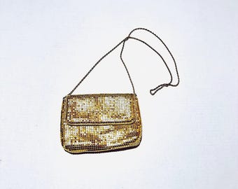 70s Gold Mesh Evening Bag - Vintage Chainmail Mini Crossbody
