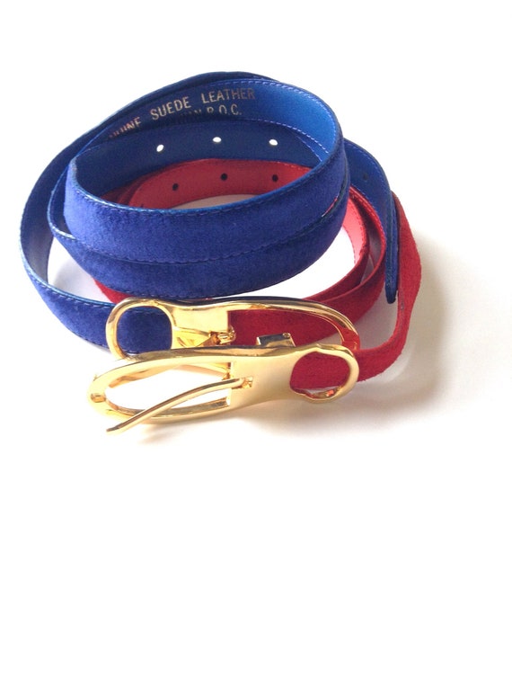 80’s skinny vintage  Korean belt. Cobalt blue and… - image 2