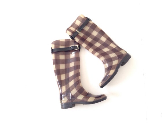 ralph lauren plaid rain boots