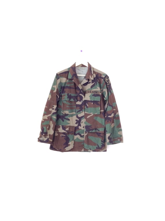 Washed US army jacket, military jacket in forest g