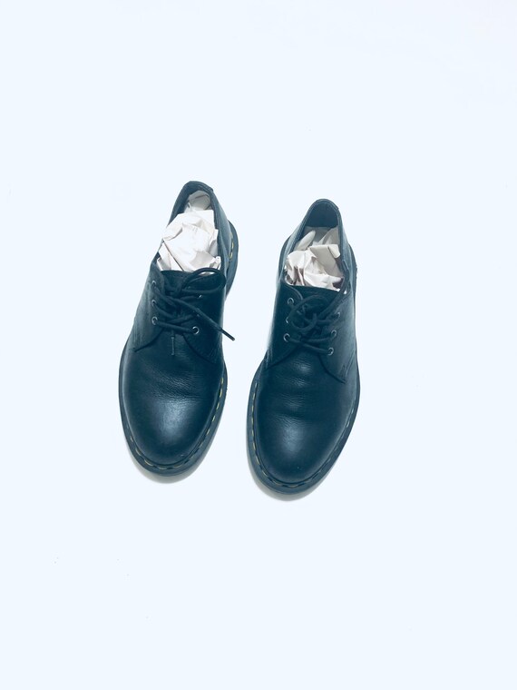 Black dr martens, chunky heel leather shoes. Size