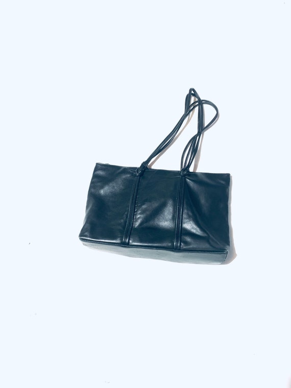 Minimalist large black leather multipurpose tote b