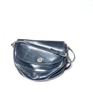 Vintage 70s Black Leather Coach Crossbody Bag: Made in USA