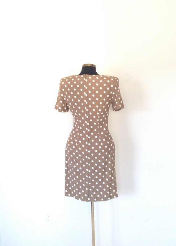 Vintage 80's brown polka dot dress. - image 4