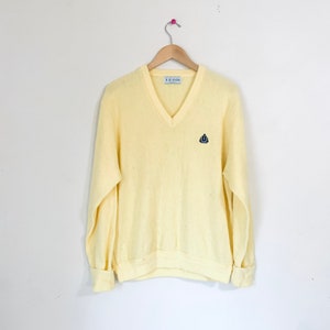 Vintage IZOD Pastel Yellow V-Neck Sweater - Made in USA