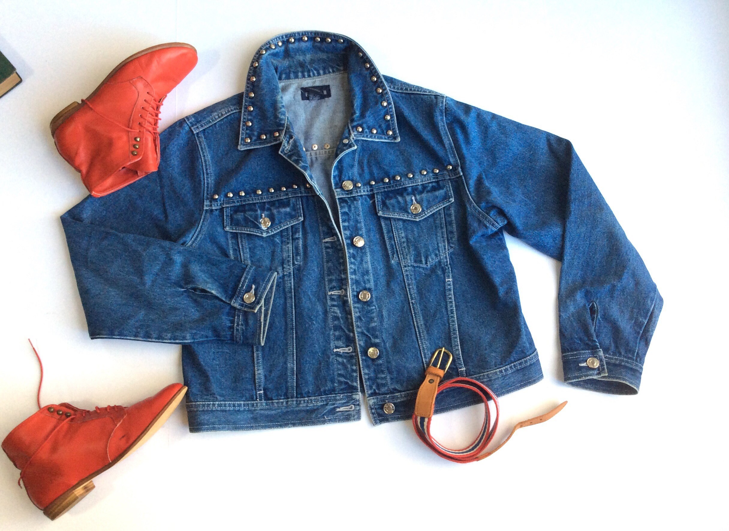 Baccini 1980's Denim Jacket. Studded 