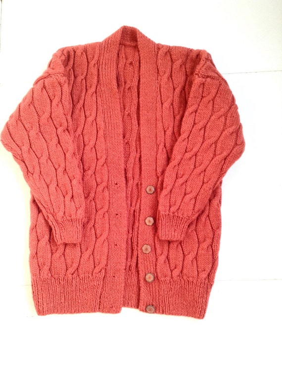 Vintage rust colored, super chunky knit cardigan.