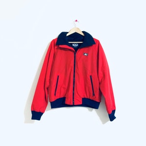 Woolrich 90s Red nylon windbreaker/bomber jacket. Vintage WOOLRICH winter outerwear. Made in USA.