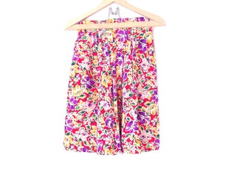 1980's bright floral print shorts. Made in USA