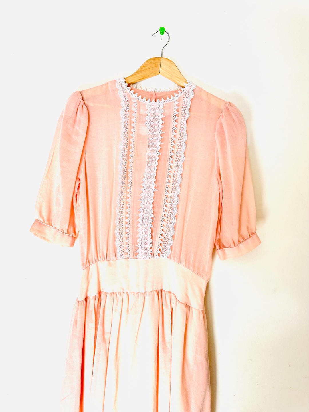Vintage Gunne Sax Midi Dress, Peach Lace Trim, 70s Made in USA - Etsy
