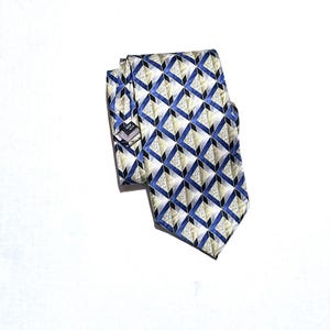 Vintage Pierre Balmain Silk Necktie: Geometric Print, Extra Long