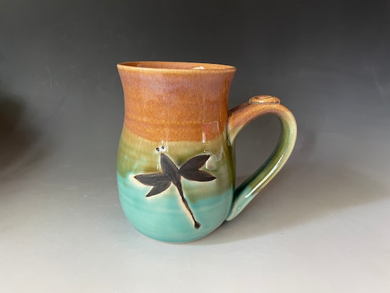 Handmade Pottery Mug. Ceramic Dragonfly 10- 12 Ounce Coffee Cup With Fast  Shipping. - Etsy