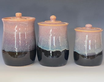 Handmade Pottery Southwestern Canister Set. Made to order Kitchen storage jars. Set of 3 storage jars.