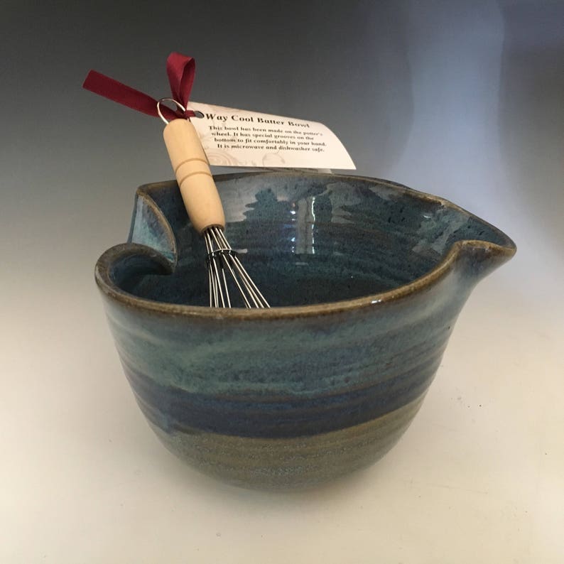 Handmade pottery blue mixing bowl Ergonomic Batter Bowl with | Etsy