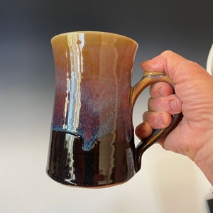 Pottery purple stein. 14- 16 ounce ceramic beer stein. Large South West Coffee mug. Fast shipping. Great gift for Dad.Hand crafted cup.