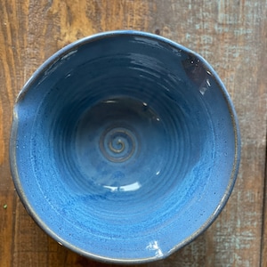 Pottery Large Blue Bowl, 10 wide x 4 inch bowl. Blue pottery Salad Bowl. Ceramic Fruit Bowl. Table center Piece.