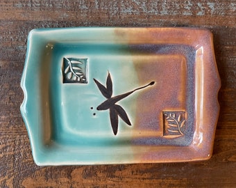 Ceramic sushi dish.Handmade Pottery Dragonfly Tray. 8  x 6 inch ceramic tray. Butter dish.