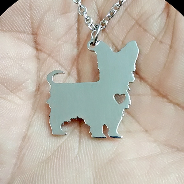 Yorkshire Terrier dog chain necklace, personalised dog, memorial dog necklace, Charm, Pendant, canine, Puppy, Fido, Custom, Stainless Steel