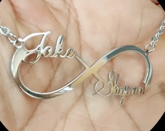 Infinity Symbol Necklace - Two Names Infinity Pendant - Infinity Charm - Mother Day Gift - Infinity With 2 Names - Infinity Custom Symbol
