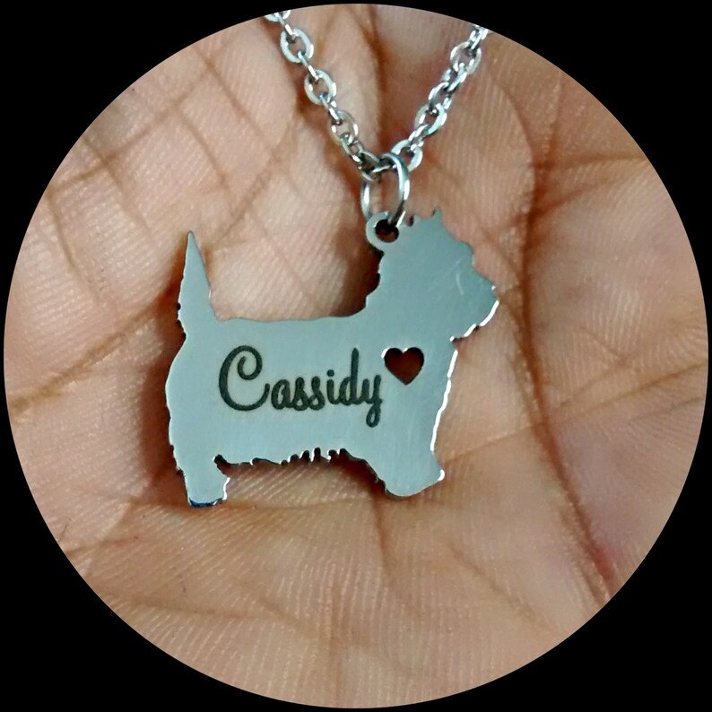 Cairn Terrier Necklace Custom Made Stainless Steel iHeart Dog Personalized Necklace.Engraving.Stainless Steel