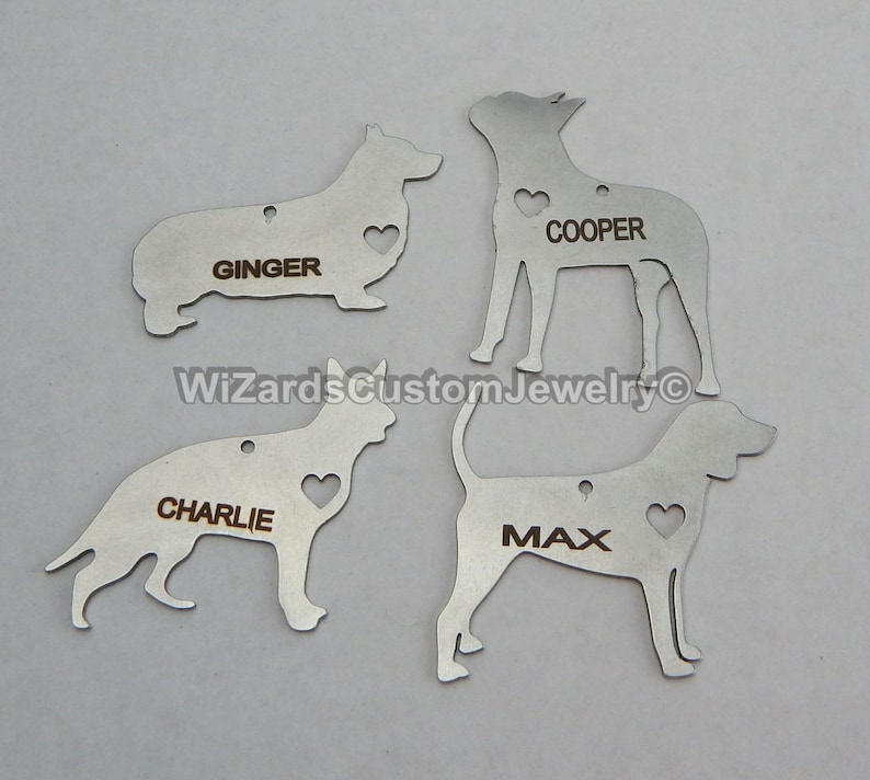 Papillon-Custom Made Stainless Steel iHeart Dog With Engraving option Silver Tone