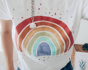 Rainbow t shirt ,happy tee, colorful tee, gift for her