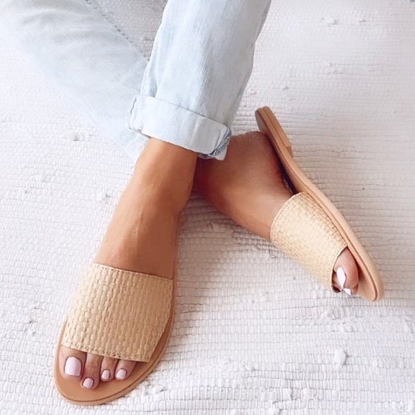 straw lace up sandals