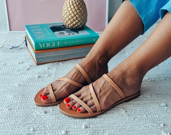 Natural beige tones Leather Sandals "Neri", Greek Gladiator Sandals, Summer Shoes, Gift for Her, Made from 100% Genuine Leather.