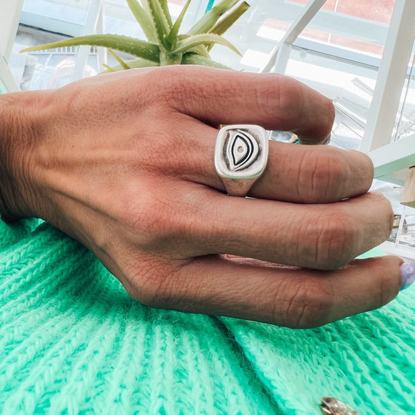 Evil Eye Minimalist Rings, Silver Eye Rings, Silver Turkish Eye Rings,Eye Protection Ring,Unique Protection Eye Silver Rings, GIft for Her