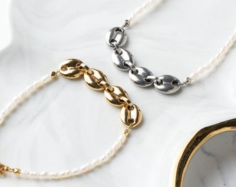 Real pearl anklet, silver chain anklet, gold chain anklet, gift for her