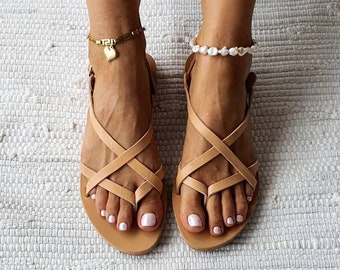 X strap sandals,natural leather sandals,light tan leather sandals,greek leather sandals