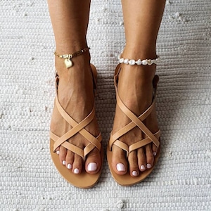 X strap sandals,natural leather sandals,light tan leather sandals,greek leather sandals