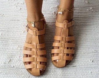 Sandales grecques femme, sandales en cuir, sandales spartiates, sandales d'été, cadeau pour elle