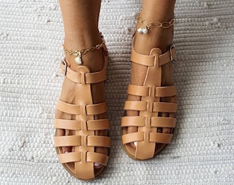 Sandalias griegas para mujer, sandalias de cuero, sandalias de gladiador, sandalias de verano, regalo para ella