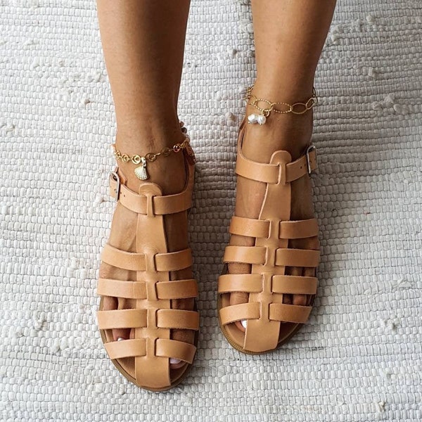 Sandales grecques femme, sandales en cuir, sandales spartiates, sandales d'été, cadeau pour elle